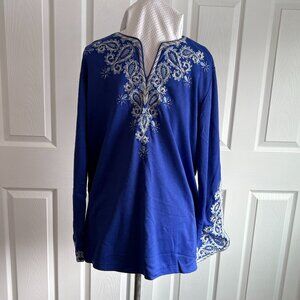 Bob Mackie - Blue Embroidered Tunic - Size Large